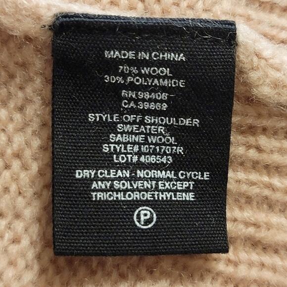 Theory Off The Shoulder Long Sleeve Light Pink Wool Blend Pullover Sweater Small - Picture 13 of 14